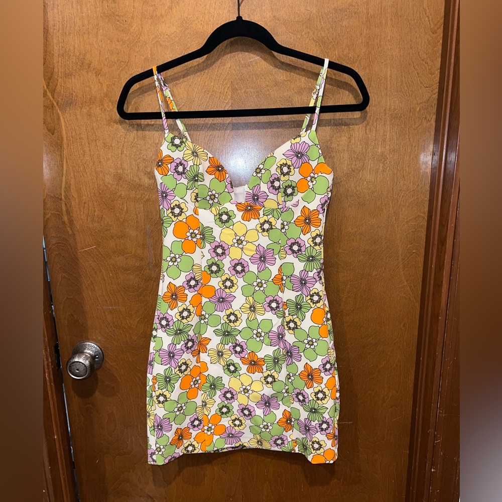 Zara Retro Flower Mini Dress NWT